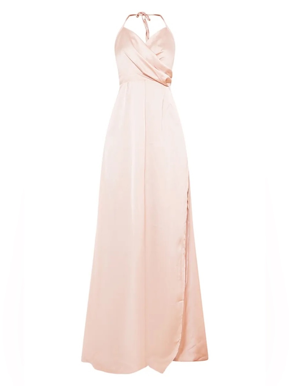 NWT Lucie Champagne Silky Plunge Extreme Split Maxi Dress - Size 8
